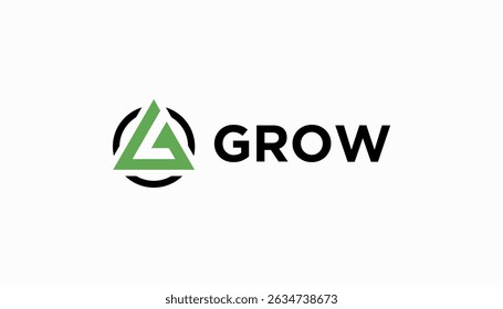 Modern growth logo design wordmark. Abstract arrow shapes logo design finnance  graphic vector illustration. Symbol, icon, creative.