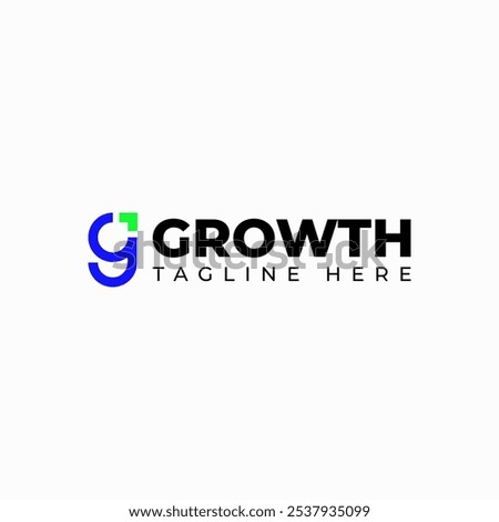 Modern growth logo design wordmark. Abstract arrow shapes logo design in letter G graphic vector