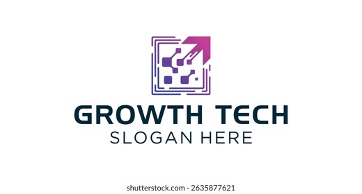 Modern Growth Technology up logo design. Arrow logo design graphic icon vector. Symbols for digital business, technology, marketing, finance and management companies.