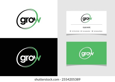 Modern growth vector logo design and business card.