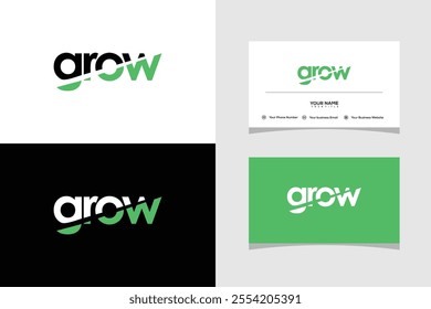 Modern growth vector logo design and business card.