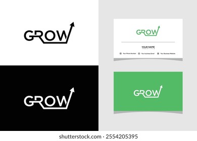 Modern growth vector logo design and business card.