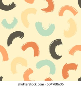 Modern grunge arc pattern, vector seamless round brushstrokes pattern, hipster background, grunge strokes