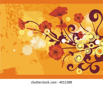 Modern grunge background series with floral details, vector illustration.