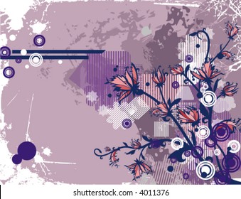 Modern grunge background series, vector illustration with floral details.