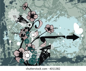 Modern grunge background series, vector illustration with floral details.