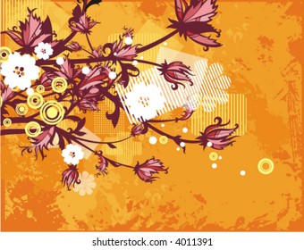 Modern grunge background series, vector illustration with floral details.