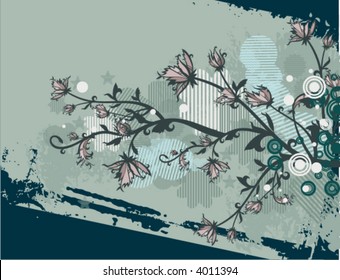 Modern grunge background series, vector illustration with floral details.
