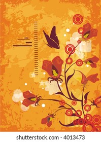 Modern grunge background series, vector illustration with floral details.