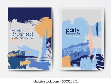 Modern grunge brush design templates, invitation, banner, art vector cards design in bright colors