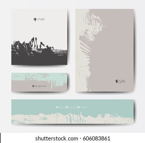 Modern grunge brush design templates, invitation, banner, art vector cards design in soft pastel colors