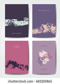 Plantillas modernas del diseño del cepillo del grunge, tarjetas de Vector, invitación, Anuncio, diseño hecho a mano de la textura en colores brillantes