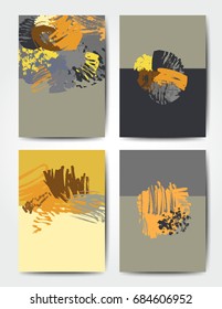 Modern grunge brush design templates, vector cards, invitation, banner, handmade texture design in bright colors