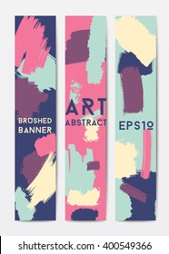 Modern grunge brush postcard template, vertical banner, art vector cards design in bright colors
