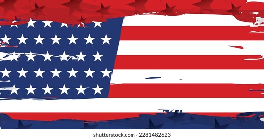 Modern grunge design of USA flag with stars, background, and poster design. Vector illustration.
