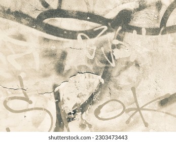 Modern Grunge Distress. Brown Design Drawing. City Antique Artwork. Stone Ancient Signature Texture. Dirty Material Scratch. Graphic Wall Shape. Street Art Creative Pattern. Wall Grungy Distressed.