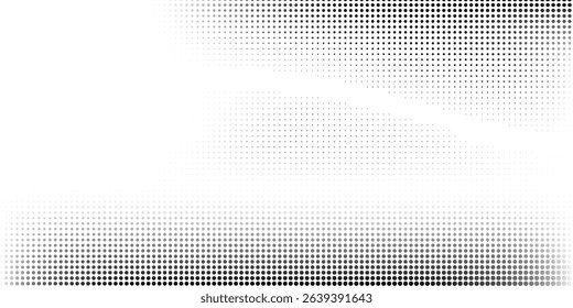 Modern grunge dotted halftone gradient texture. Vanishing polka dot abstract