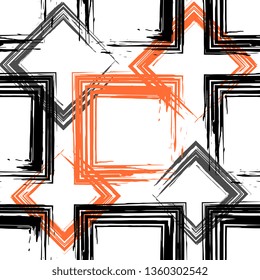 Modern grunge geometric seamless pattern. Hand drawn grunge texture. Can be used for fabric, scrabook,paper, wrapper, backdrop, textile.