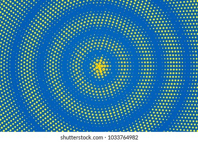 A modern grunge halftone poster of the sun on the sky for the web. Vector illustration
