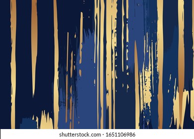 Modern grunge luxury background for business or presentation or greeting with golden and blue paint brush strokes.