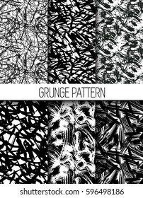 Modern grunge patterns with brush strokes and black ink. Abstract backgrounds for  brochure, poster, presentation, card, web, magazines, wallpapers.  Modern trendy design.