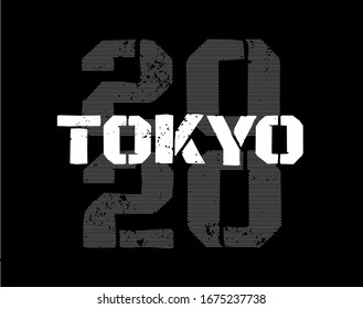 Modern grunge poster. District of Tokyo 2020. Graphic design for t-shirt, posters and flyers, brochures and cards.