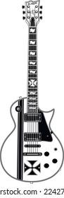  Modern grunge and rock style. Noir style. Electric guitar set Isolated on white background. Vector illustration.