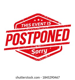 Modern grunge rubber stamp effect, Postponed over white background
