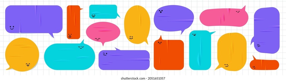 Modern grunge sticker for collage. Speech bubble with realistic texture. Png emotional message. Vector illustration. - Shutterstock ID 2051651057