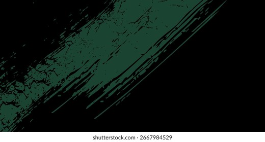 Fundo texturizado de estilo grunge moderno em verde escuro com elementos de traçado de pintura.