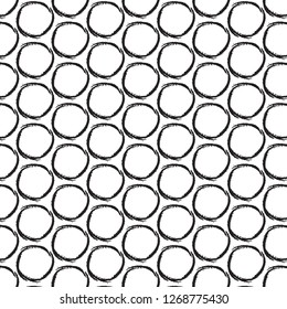Modern grunge white black dots pattern. Cool scandinavian pattern with repeating circle elements. Grunge texture
