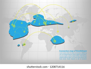 Modern of guadeloupe Map connections network design, Best Internet Concept of guadeloupe map business from concepts series, map point and line composition. Infographic map. Vector Illustration.