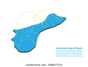 Modern of guam Map connections network design, Best Internet Concept of guam map business from concepts series, map point and line composition. Infographic map. Vector Illustration.