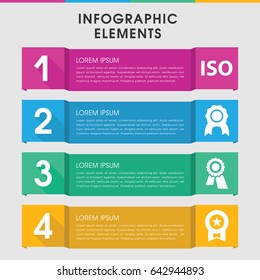 Modern guarantee infographic template. infographic design with guarantee icons includes award, iso. can be used for presentation, diagram, annual report, web design.