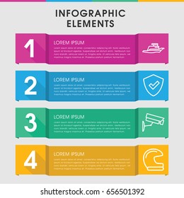 Modern guard infographic template. infographic design with guard icons includes ship, security camera. can be used for presentation, diagram, annual report, web design.