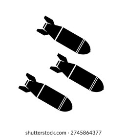 Modern Guided Military Bombing Explosive Weapons Striking Enemy Target Icon Silhouette Illustration Vector 