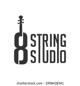 modern guitar logo design with number 8