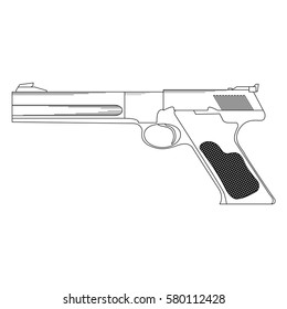 Modern gun battle in a linear style on a white background for use as logos on cards, in printing, posters, invitations, web design and other purposes.