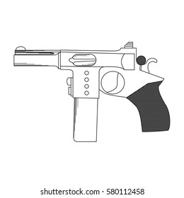 Modern gun battle in a linear style on a white background for use as logos on cards, in printing, posters, invitations, web design and other purposes.