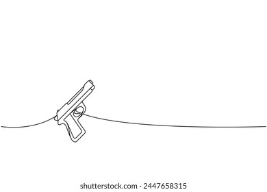 Pistola moderna de una línea de dibujo continuo. Varias armas modernas continuas una línea de ilustración. Ilustración lineal de Vector.