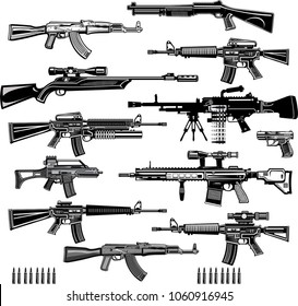 Modern  Guns: Automatic Weapon, Machine Gun And Pistol