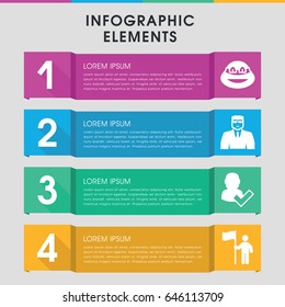 Modern guy infographic template. infographic design with guy icons includes security guy, ninja. can be used for presentation, diagram, annual report, web design.