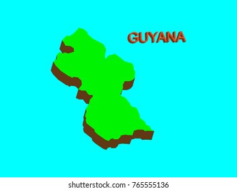 Modern Guyana 3d Map on blue background.Vector illustration EPS 10