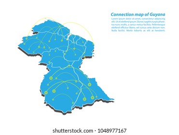 Modern of guyana Map connections network design, Best Internet Concept of guyana map business from concepts series, map point and line composition. Infographic map. Vector Illustration.