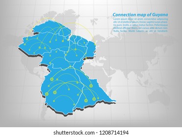 Modern of guyana Map connections network design, Best Internet Concept of guyana map business from concepts series, map point and line composition. Infographic map. Vector Illustration.