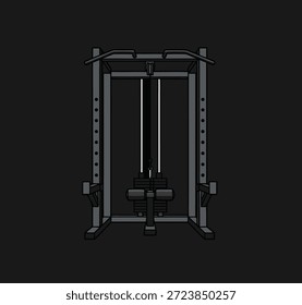 A modern gym cable machine with a weight stack and pull-up bar, designed for versatile workouts.