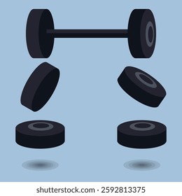Modern Gym Equipment Illustration with Floating Weights