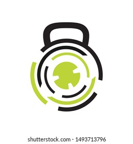 modern gym fitness kettlebell logo design vector template illustrations