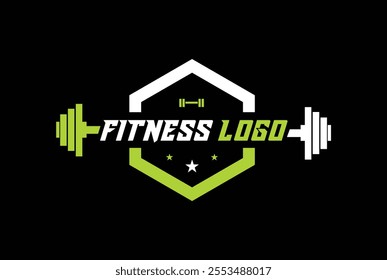 Modern gym and fitness logo design vector illustration with Hexagon shape. Fitness logo vector.