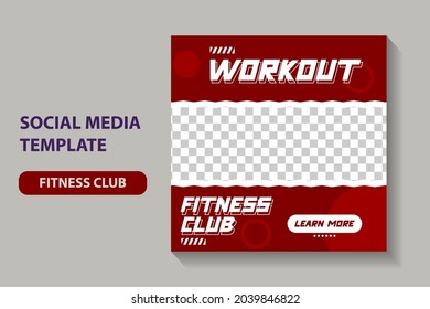 Modern Gym , Fitness social media post template, Fitness gym social media post banner square flyer template. Editable sports yoga digital marketing web banner design